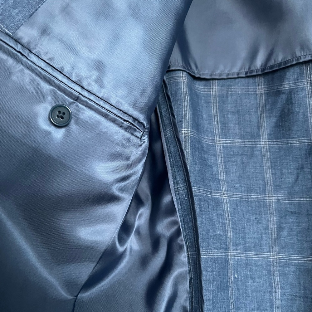DKNY Linen Classic Blue Plaid Blazer - Picture 2 of 5